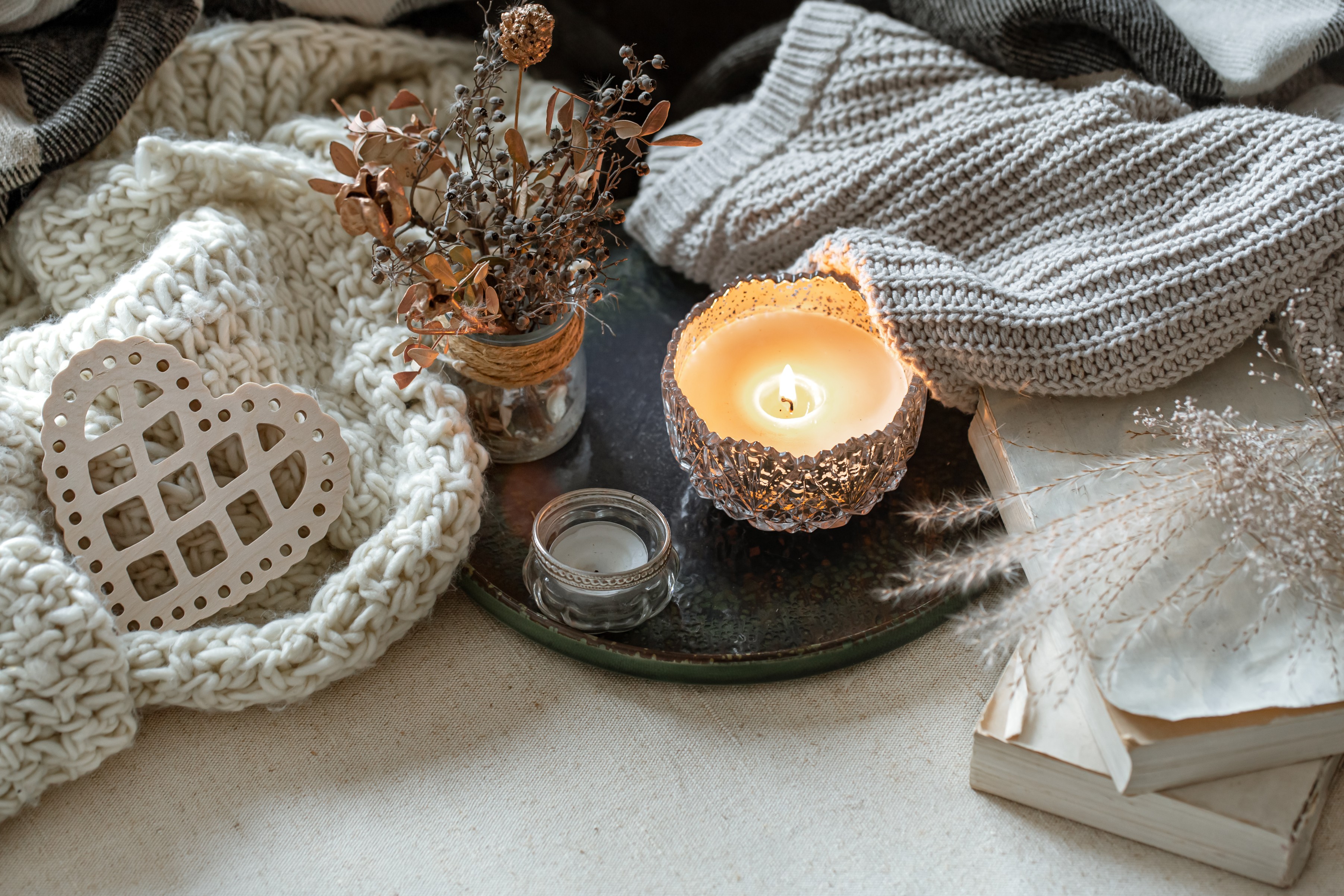 Beautiful collection of scented candles and oils