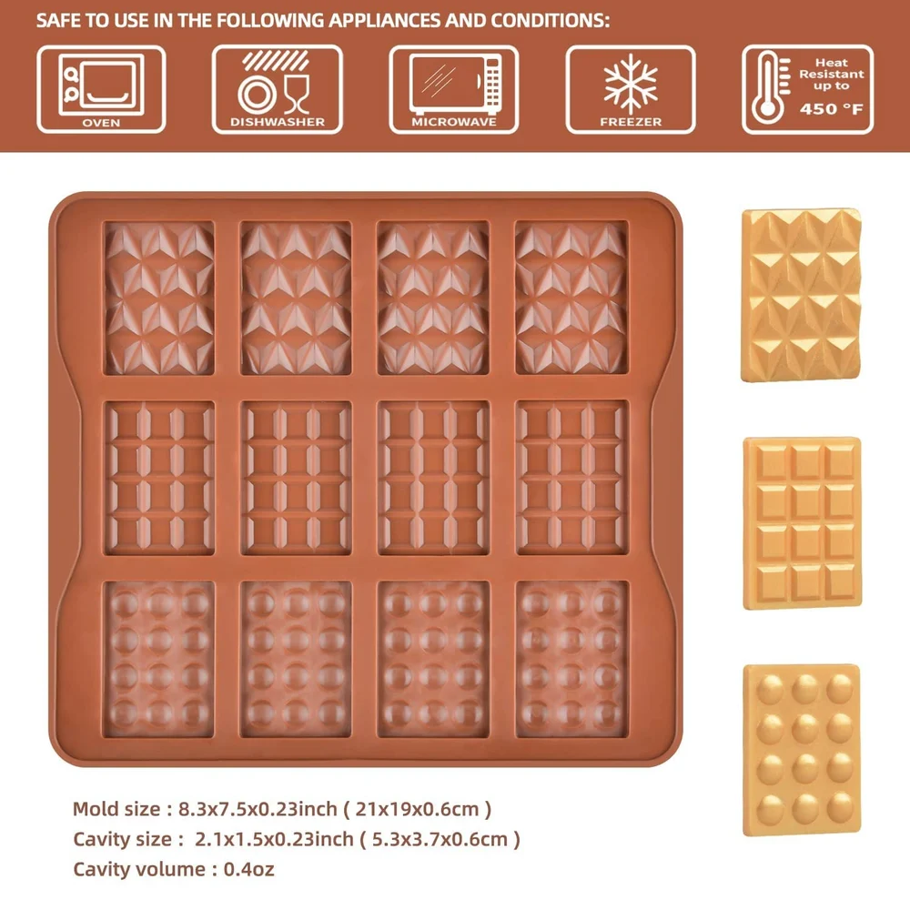 Aai Planet Silicone 12 Cavity Small Chocolate Bar Mold