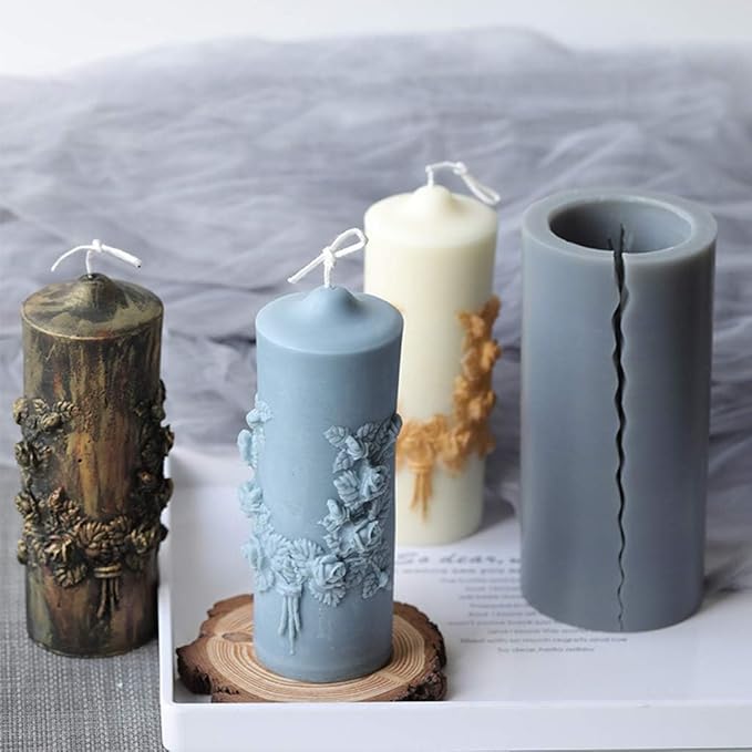 Aai Planet Rose Flower Cylindrical Candle 3D Floral European Style Mold