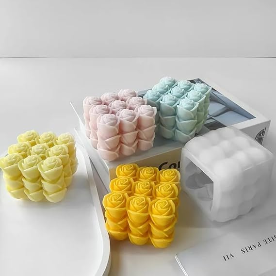 Aai Planet Candle 3D Fondant Rubik Cube Silicone Mould (Rose Rubik)