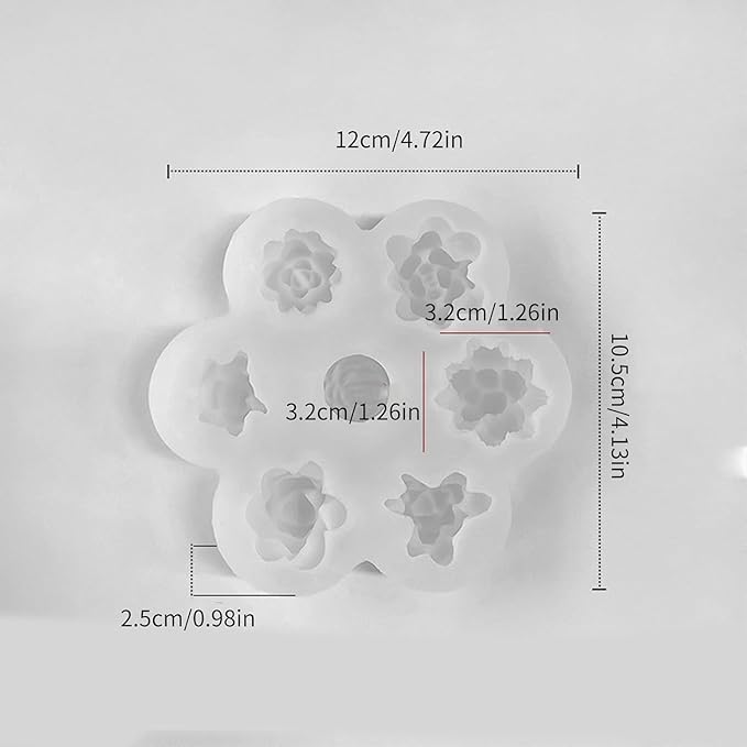 Aai Planet Succulent Candle Mold 3D  Cactus Flower Leaves Plants Mould - 7 Cavity