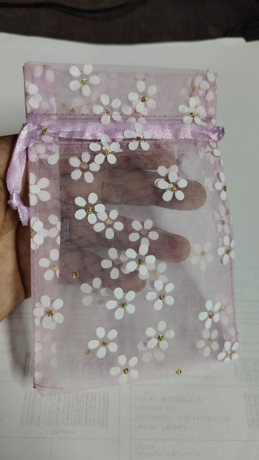 Aai Planet Baby pink Organza Pouch Bag 10pc (h- 14cm w- 9cm)