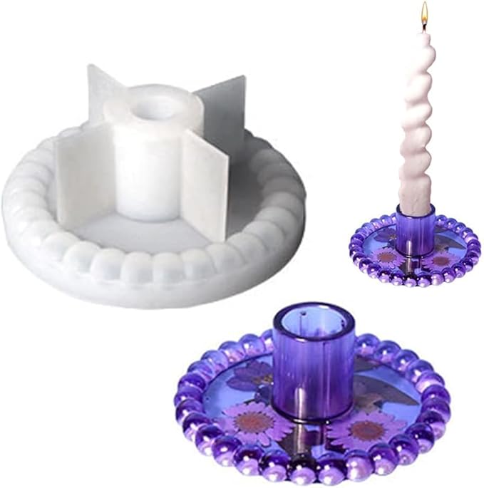 Aai Planet Taper Candle Holder Resin Round Polka Dot Candlestick Mould (B)