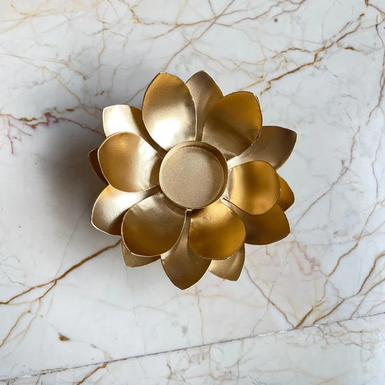 Aai Planet Metal Lotus Tealight Holder with Stand