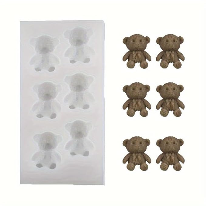 Aai Planet Knitted Bear Shape Chocolate 3D Fondant Teddy Bears Mold